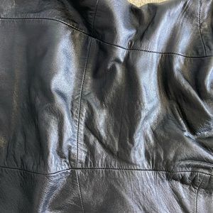 Little black soft leather strapless mini dress